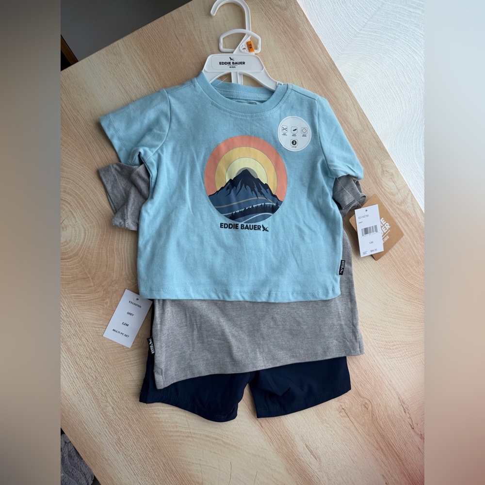 Eddie Bauer Kids' Blue and Gray Rainbow Mountain Tee